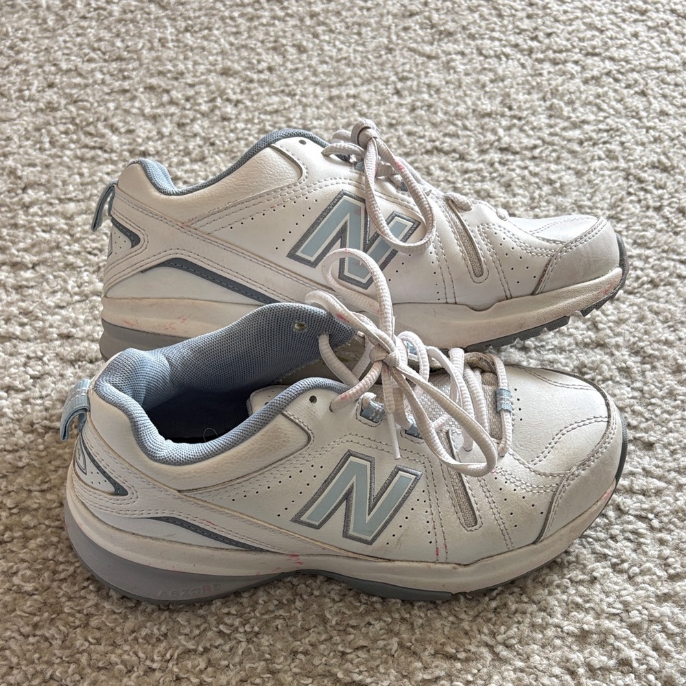New Balance White Sneakers with Light Blue Accents